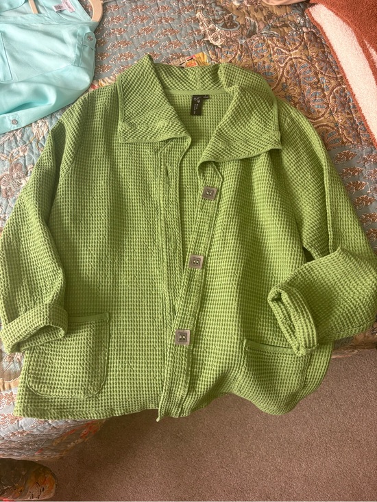 Focus Casual Life Jackets & Blazers - Women's Lime Green Waffle-Texture Utility Jacket